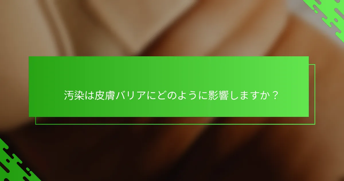 汚染は皮膚バリアにどのように影響しますか？